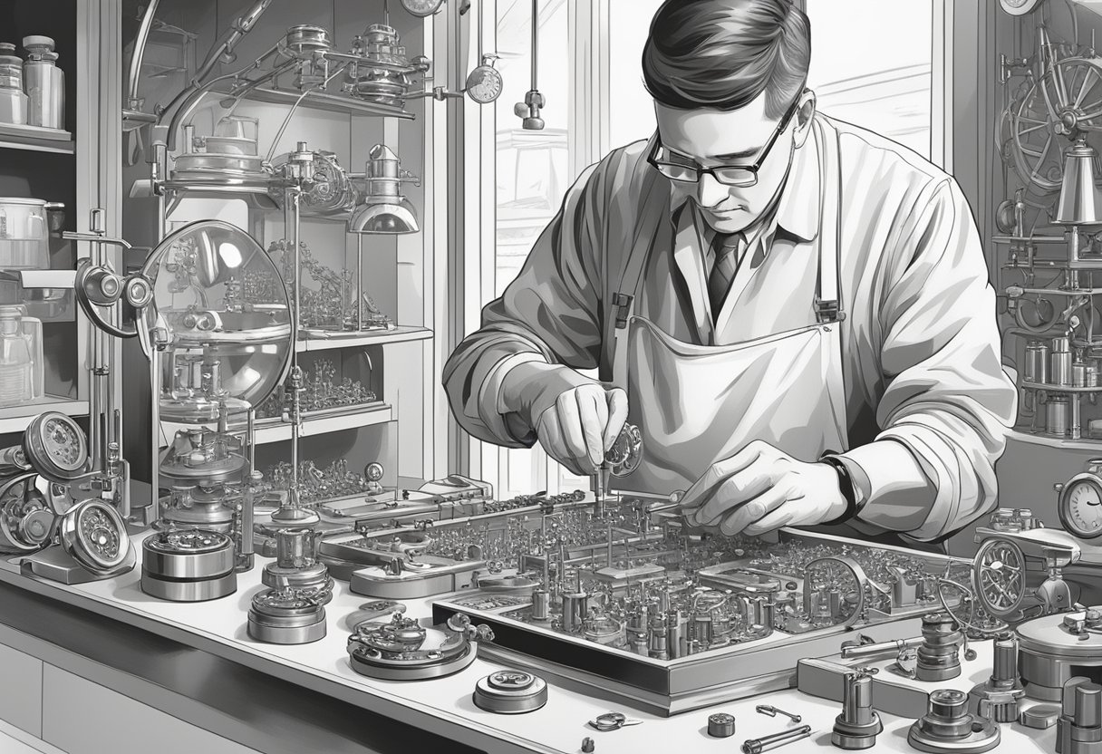 A watchmaker meticulously examines and cleans intricate watch components, preserving their value