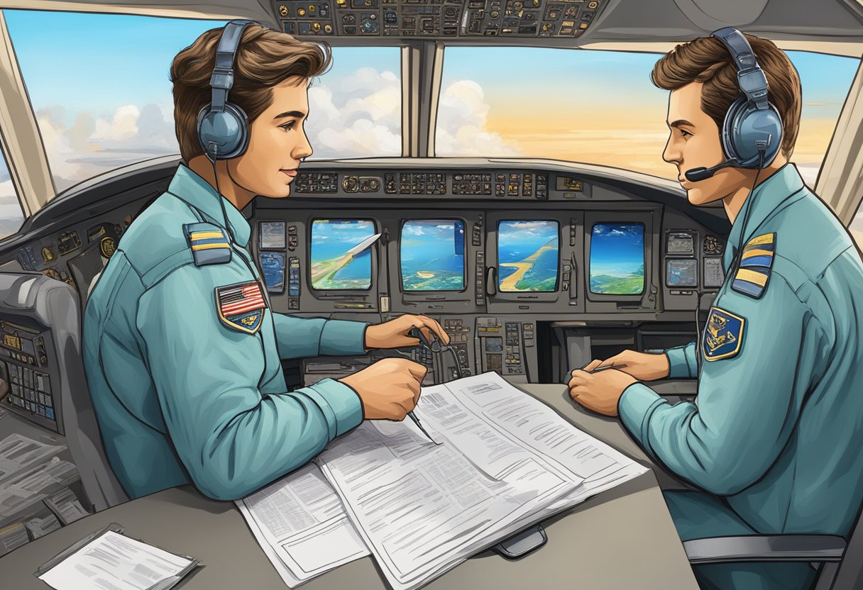 Pilots reviewing job listings, updating resumes, and researching best aviation career opportunities online