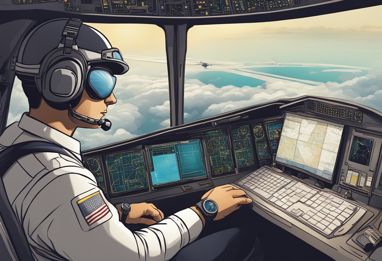 A pilot browsing top aviation career websites, researching compensation and benefits, with a focus on contract job opportunities