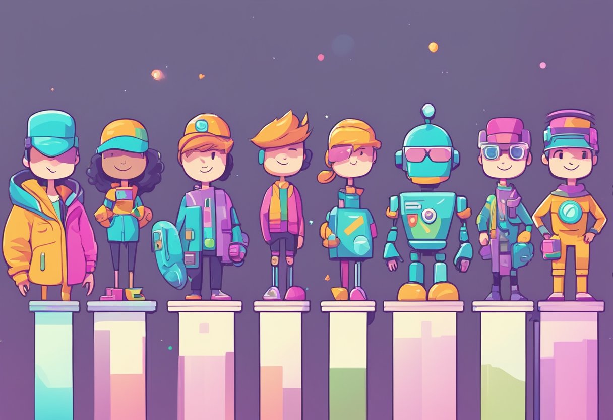A lineup of 7 colorful, friendly-looking AI characters, each representing a different subscription service, with "Free Trials and Subscription Services 7 Best Character AI Alternatives" displayed prominently above them