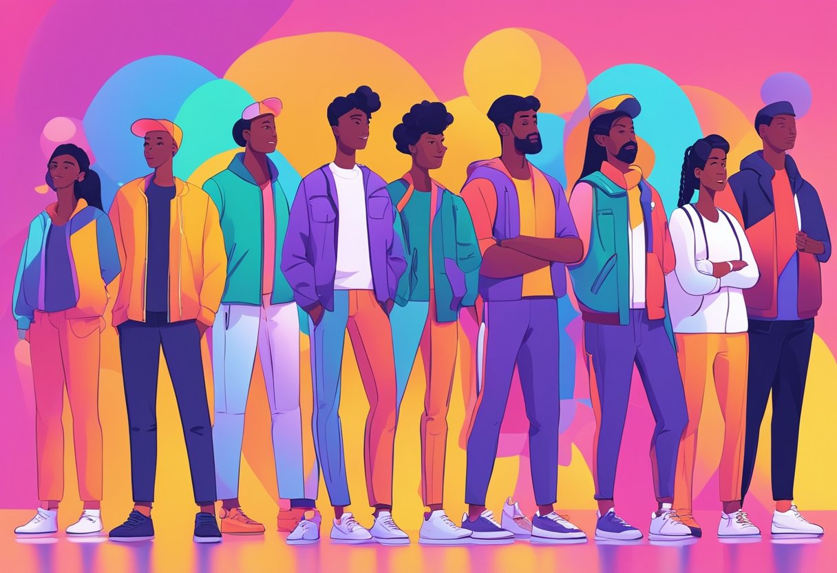 A group of colorful and diverse characters stand in front of a digital interface, each with their own unique expressions and gestures, representing different AI alternatives