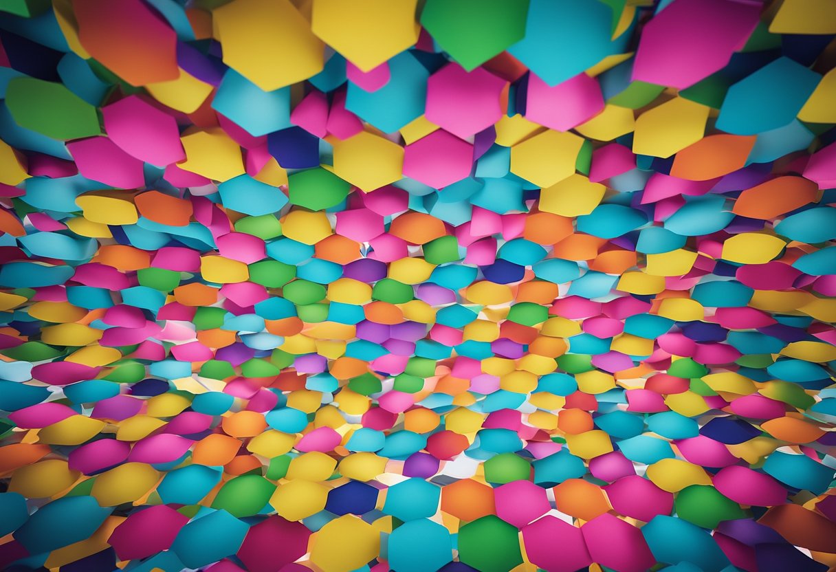 A colorful and whimsical ceiling design featuring a variety of frequently asked questions floating among fluffy clouds and twinkling stars