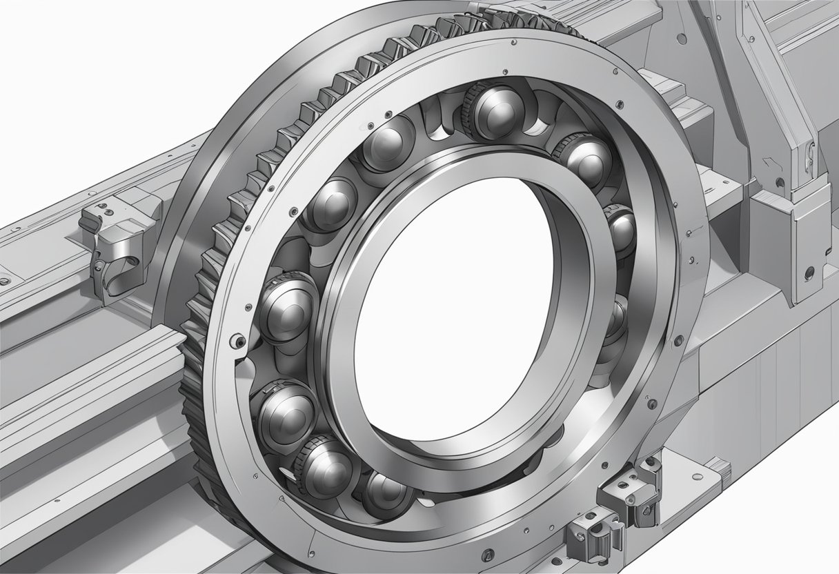 A slewing bearing with gear rotates smoothly on its axis