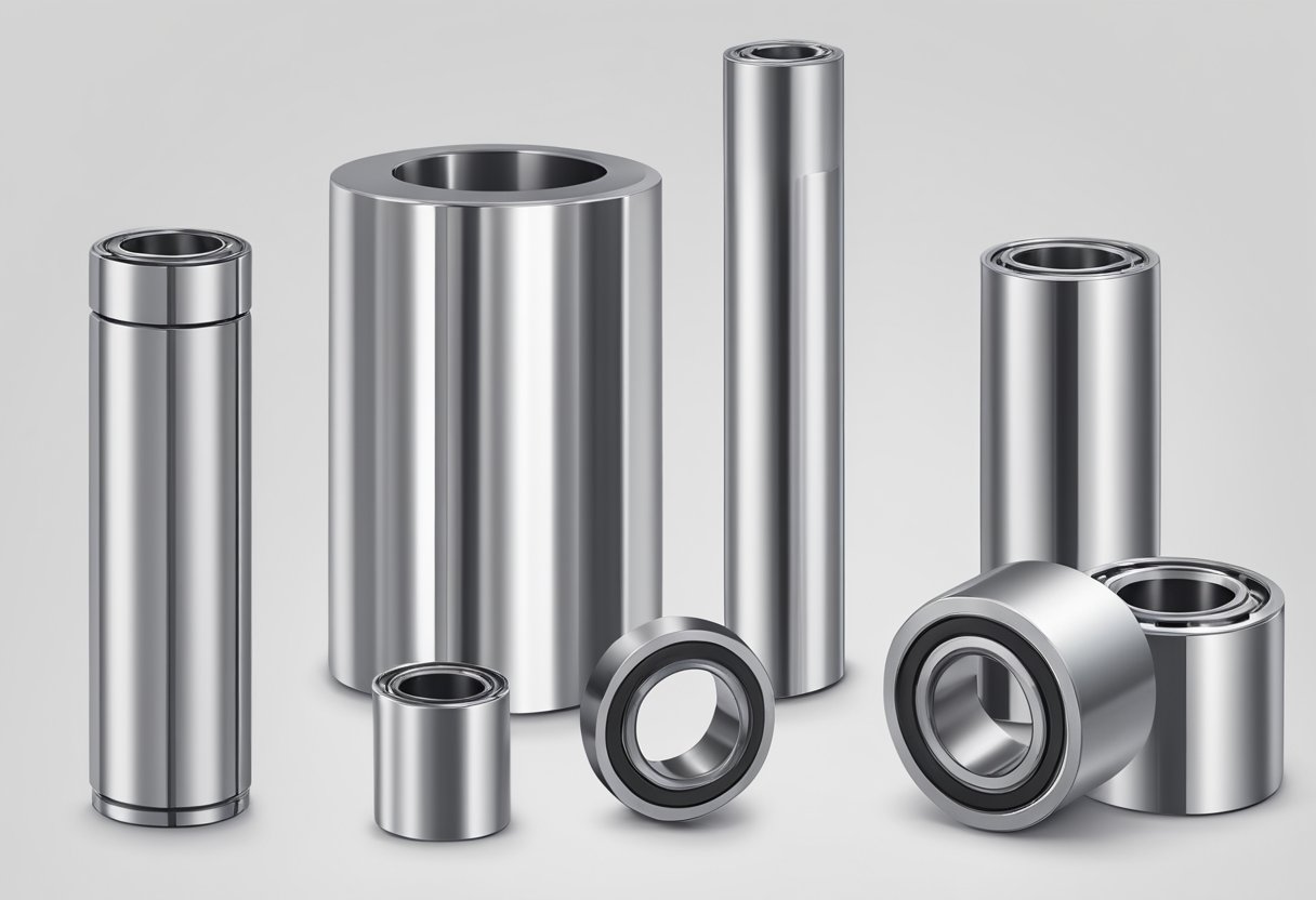 A sleeve bearing is shown with its cylindrical shape and inner and outer surfaces clearly visible, highlighting its simple and efficient design