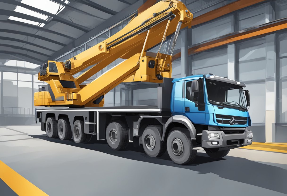 A truck crane rotates its slewing bearing to lift heavy loads