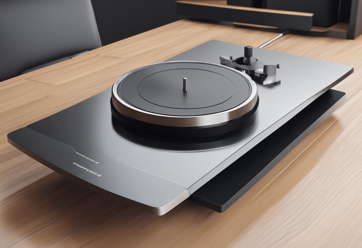 A circular turntable bearing ring rotates smoothly on a sleek base, showcasing its seamless design and functionality