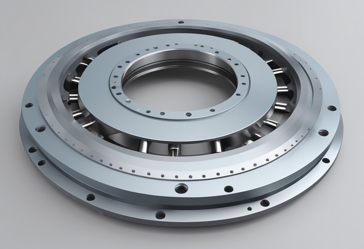 A turntable slewing bearing rotates smoothly on its axis, with precision and stability, ready for use in heavy machinery