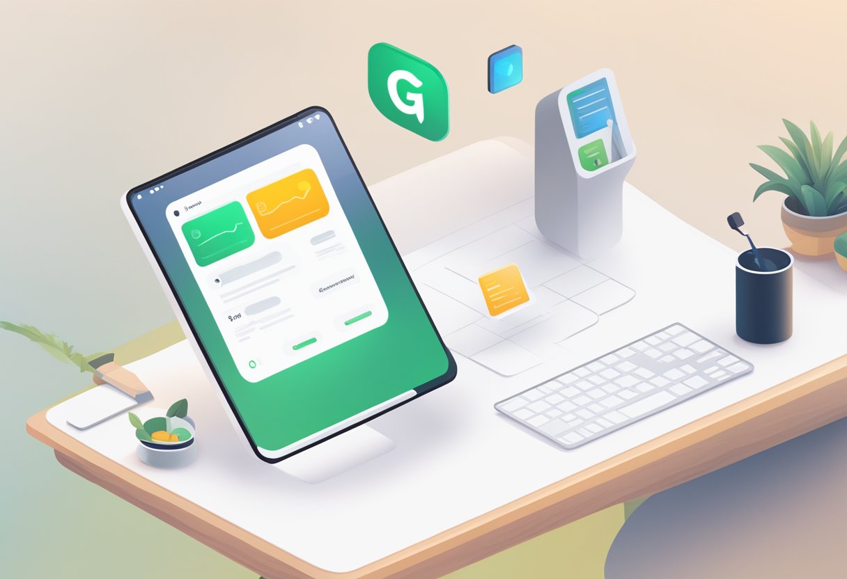 The Grammarly logo shines brightly above a sleek interface, while ChatGPT's interface is depicted as user-friendly and accessible