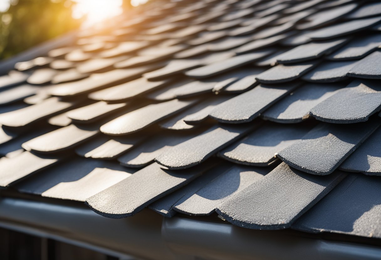 A slate roof glistens in the sunlight, showcasing its natural waterproof qualities. Its smooth, overlapping tiles create a sleek and durable surface