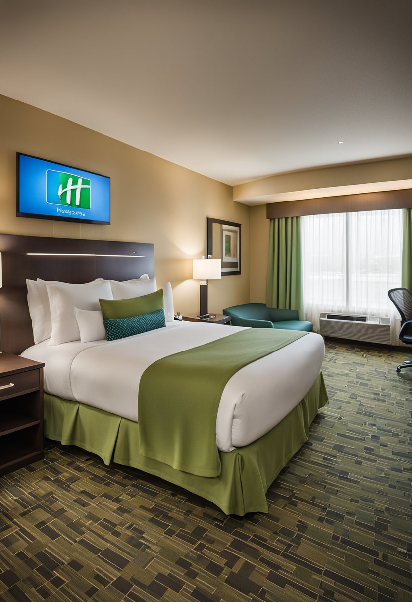 The Holiday Inn Hotel & Suites Waco Northwest features a modern mid-scale design with a spa and wellness facilities, surrounded by lush landscaping and a welcoming entrance