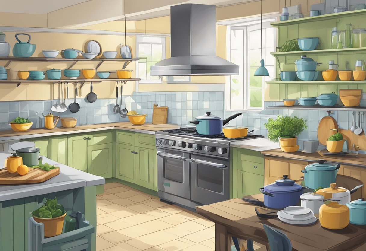 A kitchen scene with non-toxic cookware being used according to safety guidelines