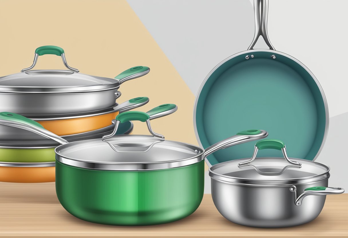 Non-toxic cookware with warranties and guarantees. Displayed with a checkmark and a shield symbol