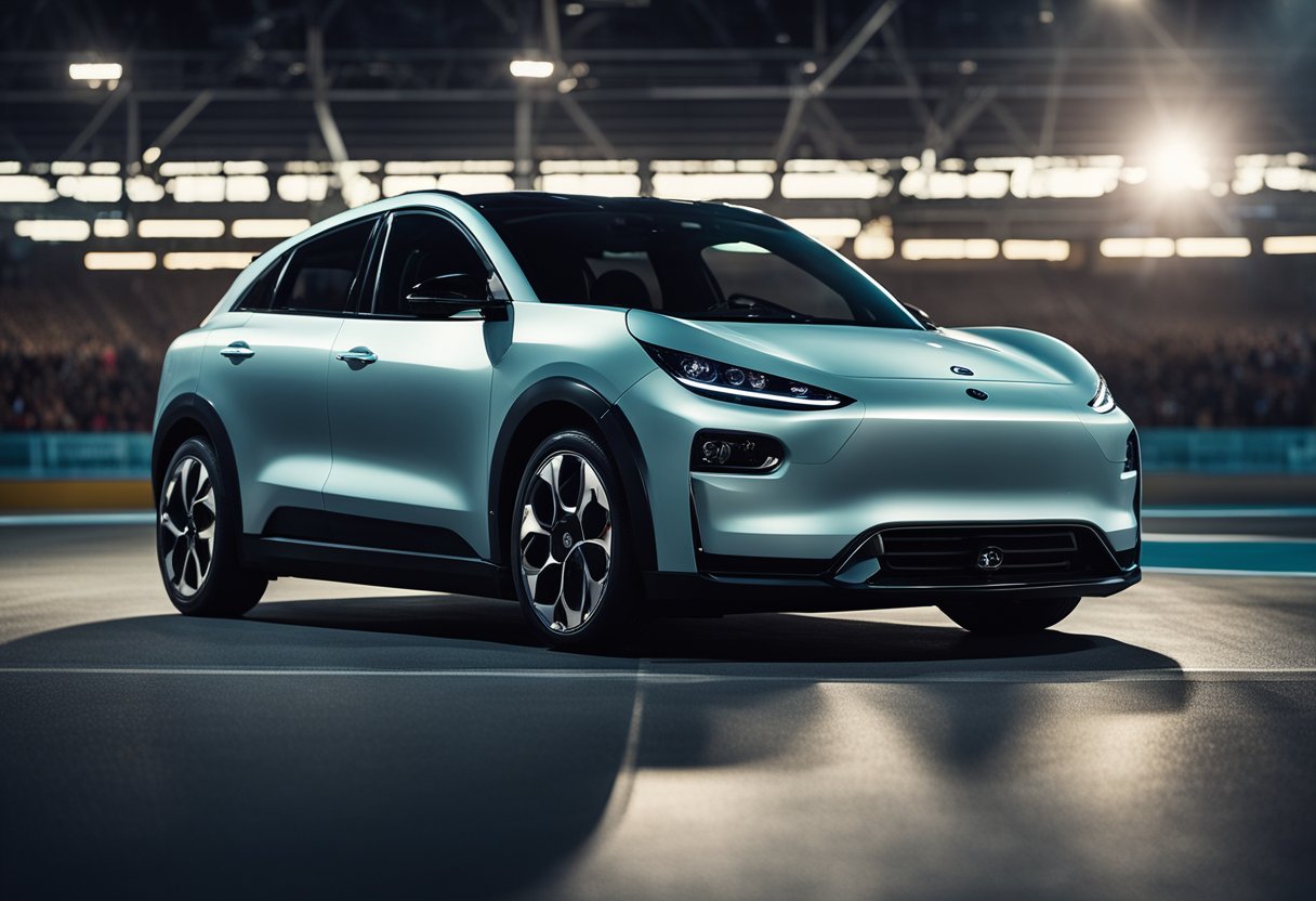 The Niro EV sits poised at the starting line, sleek and silent, ready to unleash its power in the electric drag racing arena