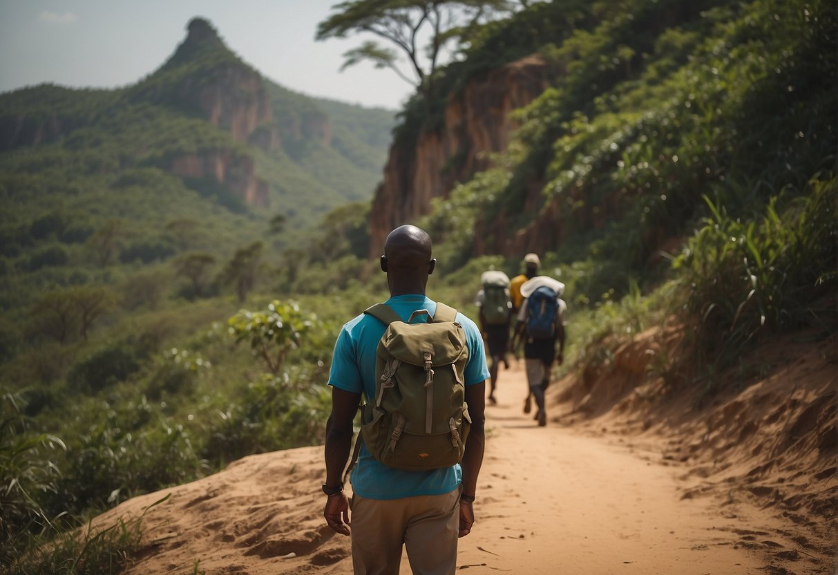 A traveler explores Angola's diverse landscapes, from lush jungles to sandy beaches, with a backpack and a sense of independence