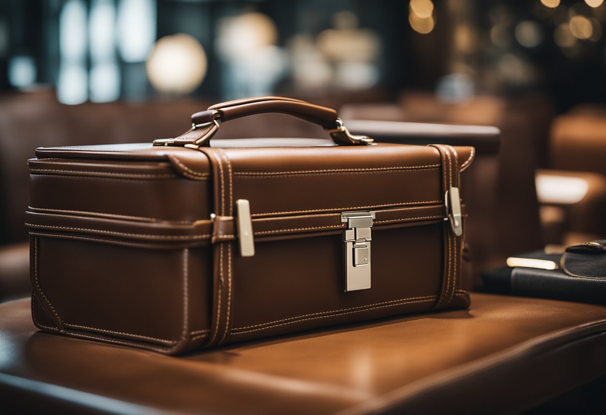 A table displaying various vegan faux leather briefcase brands