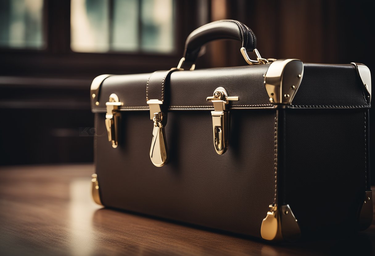 A lockable briefcase sits on a desk, with combination locks secured