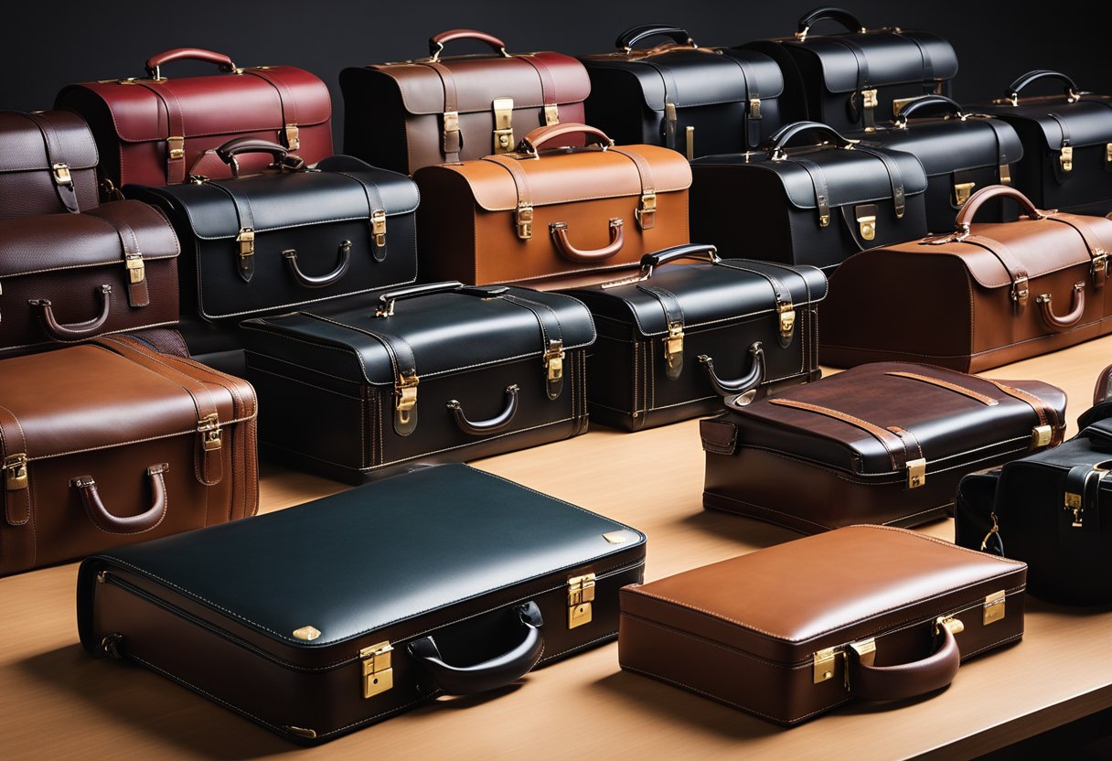 A table with various briefcase brands lined up, each displaying their features and ratings for lawyers