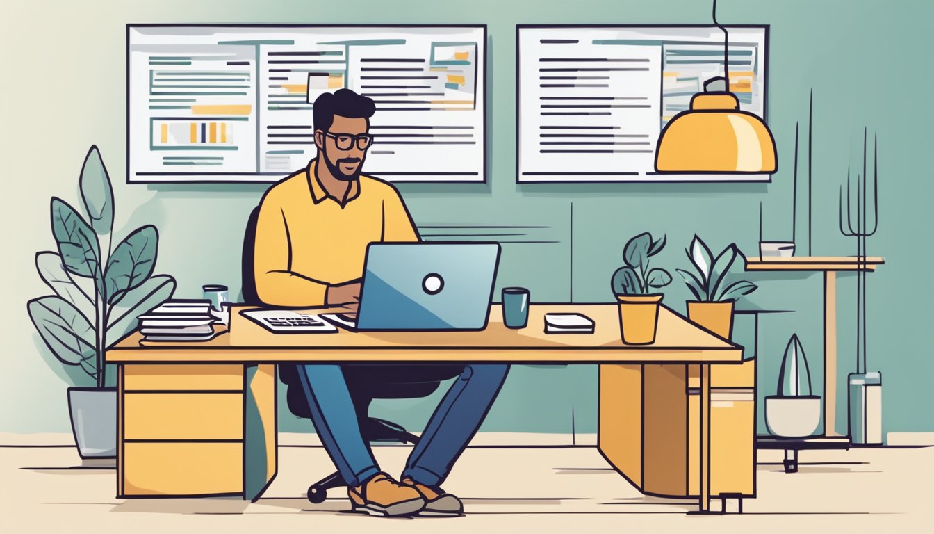 A business owner quickly fills out an online application and then submits it. They then receive a notification confirming their loan approval and proceed to set up a repayment plan