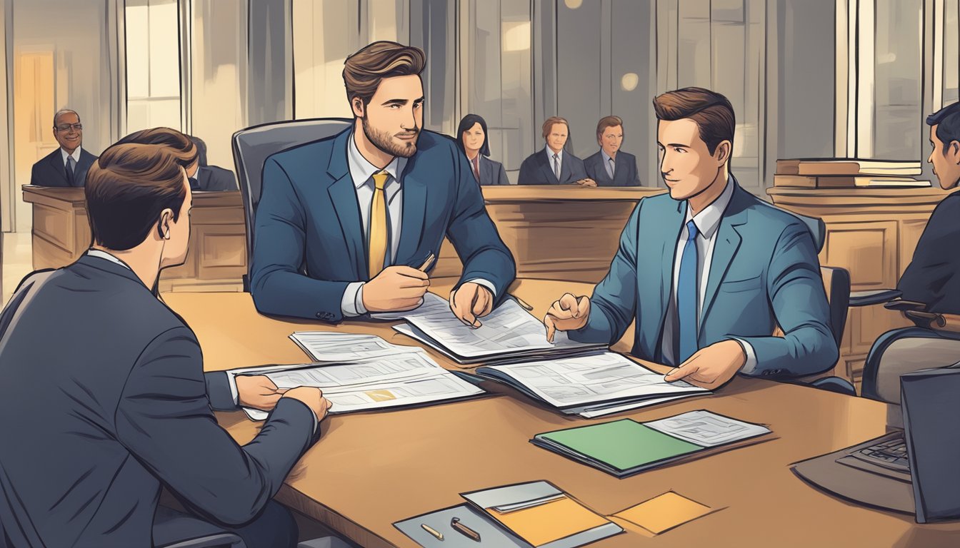 A business owner confidently presents their successful track record to a banker, who nods in agreement, signifying approval for a no collateral loan