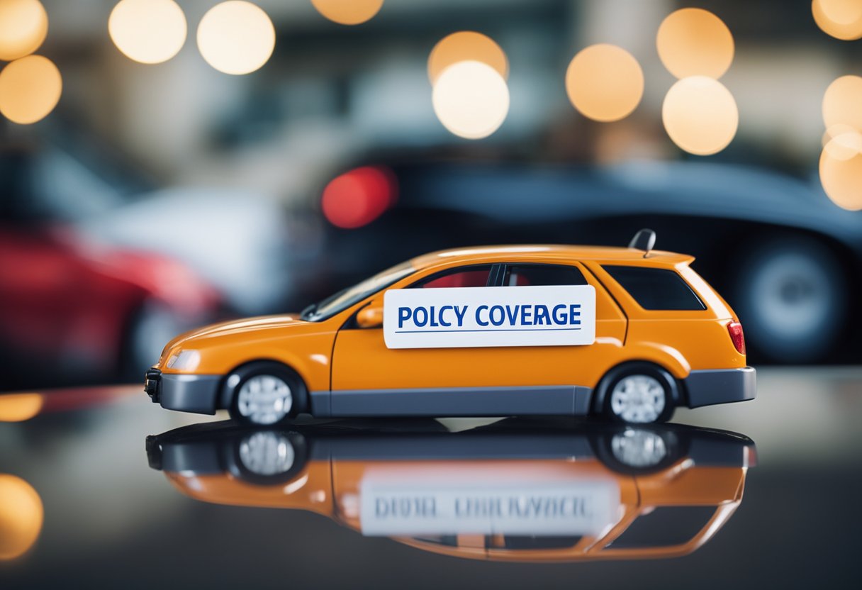 A car with "Policy Coverage" label, surrounded by admiral insurance logos