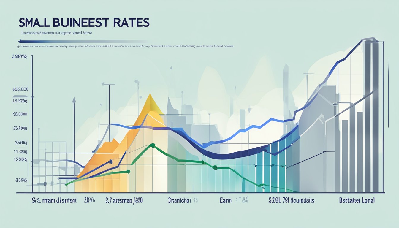 A graph showing the fluctuation of small business loan interest rates over time