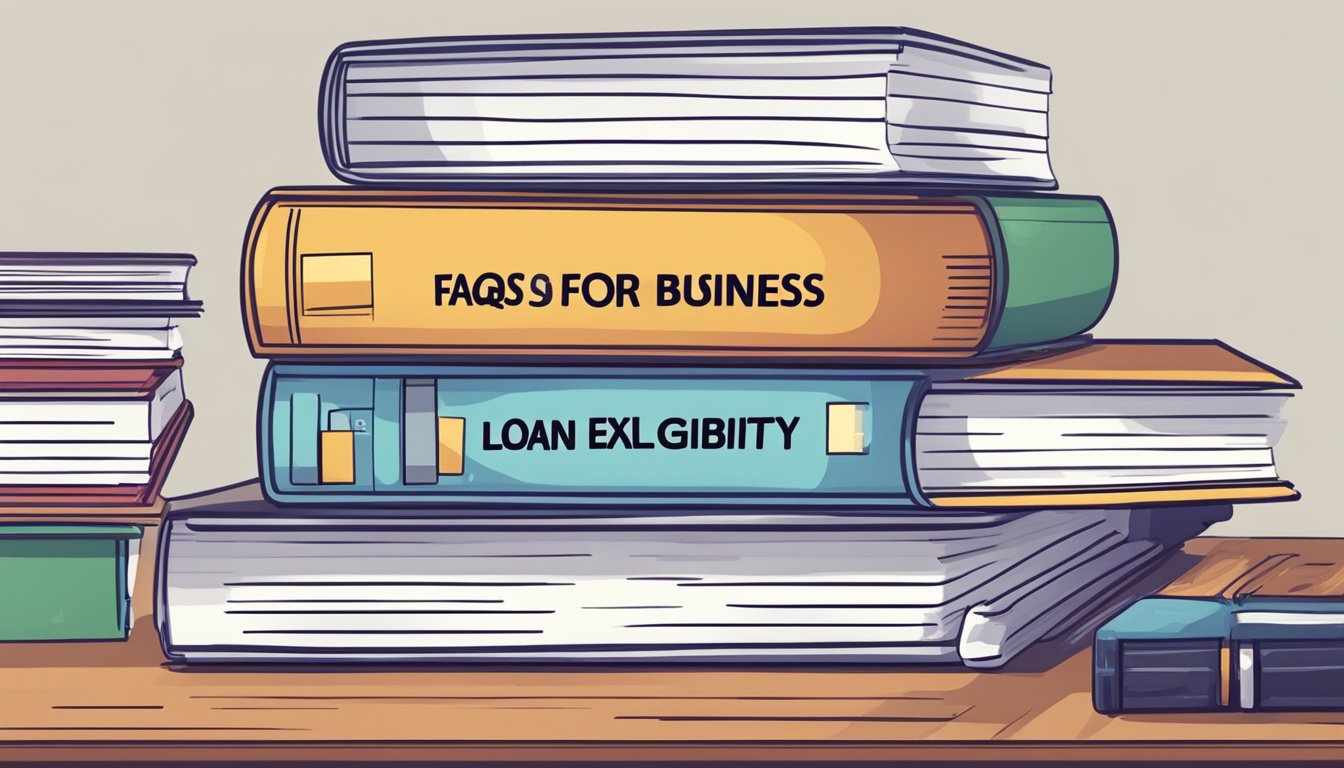 A stack of documents labeled "FAQs for Business Loan Eligibility" on a desk