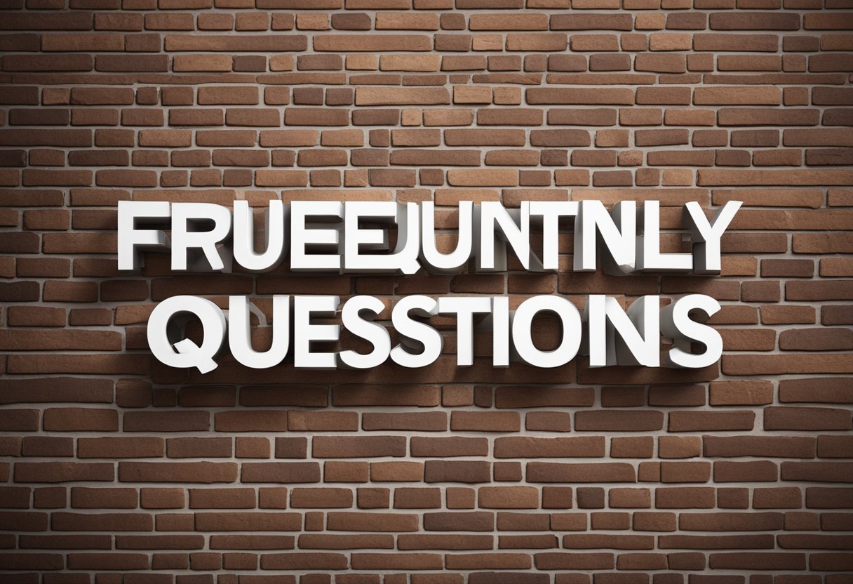 A brick wall with "Frequently Asked Questions" text in a bedroom