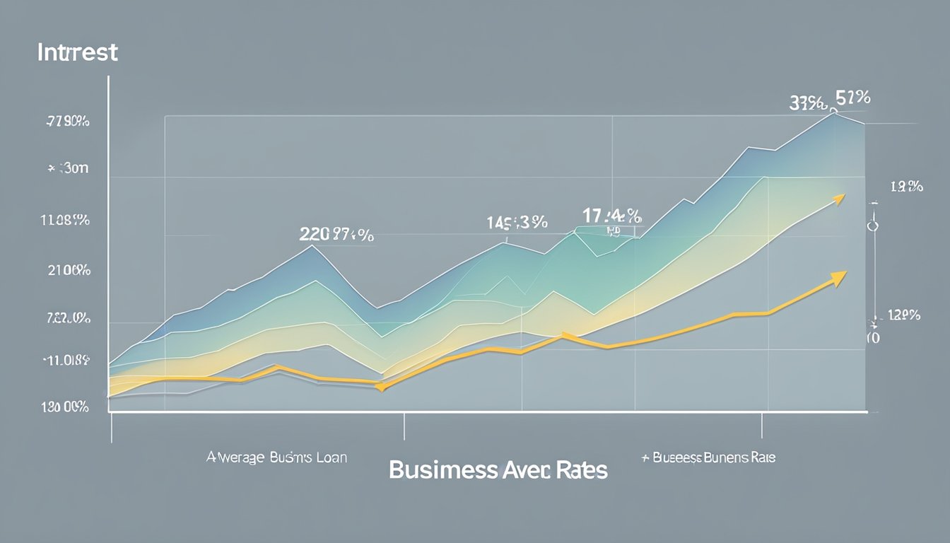 A line graph showing the fluctuation of average business loan interest rates over time