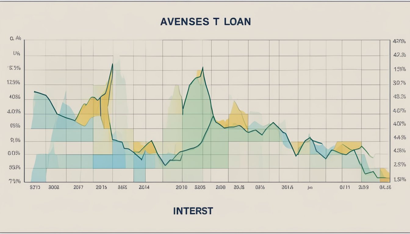 A graph showing the fluctuating average business loan interest rates over time