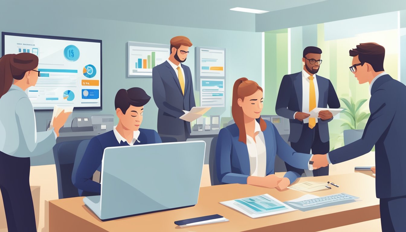 A person visits various banks and financial institutions, discussing loan options and requirements. They gather information on what is needed to obtain a business loan