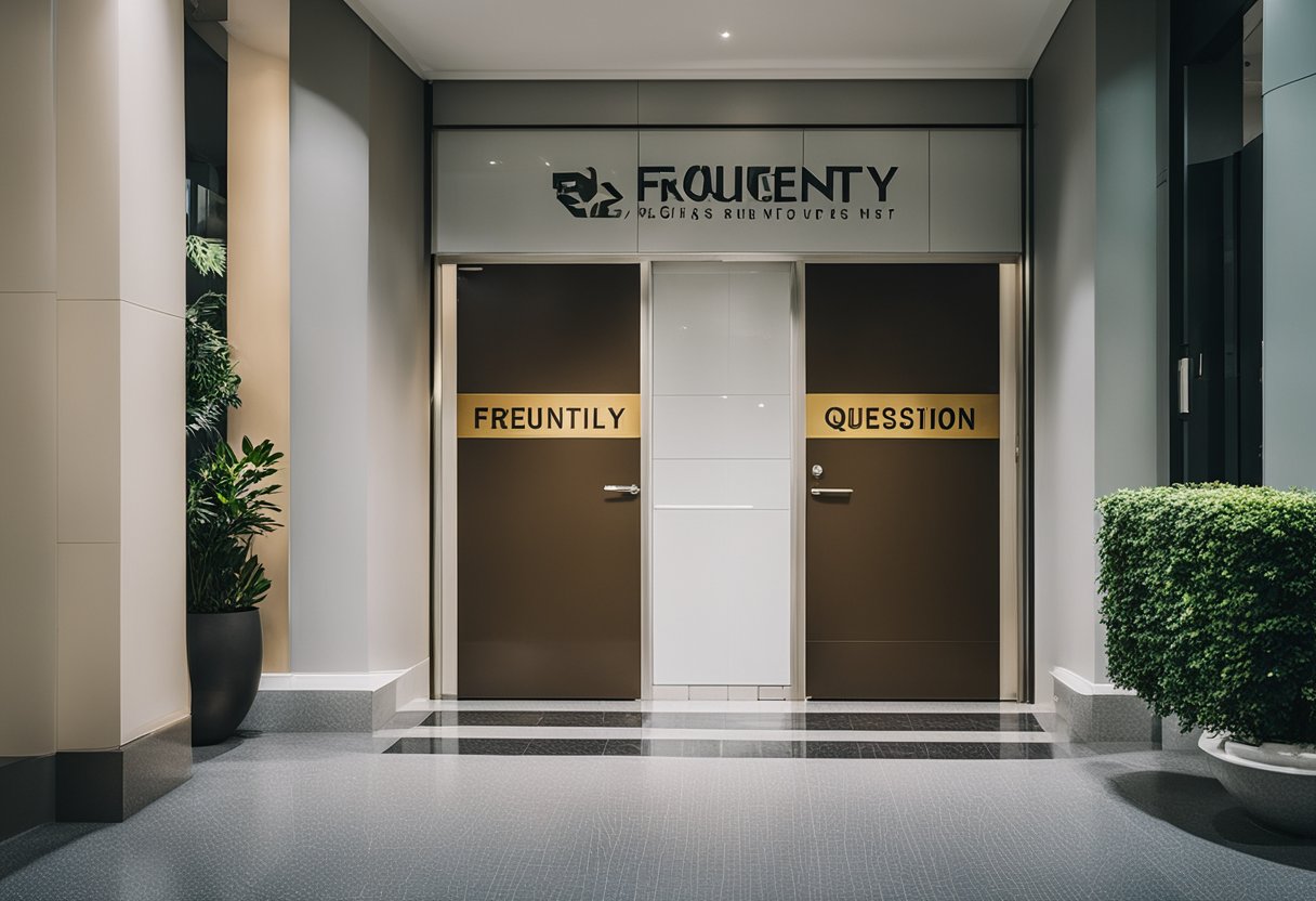 A bedroom door in Singapore with a sign reading "Frequently Asked Questions" in bold lettering