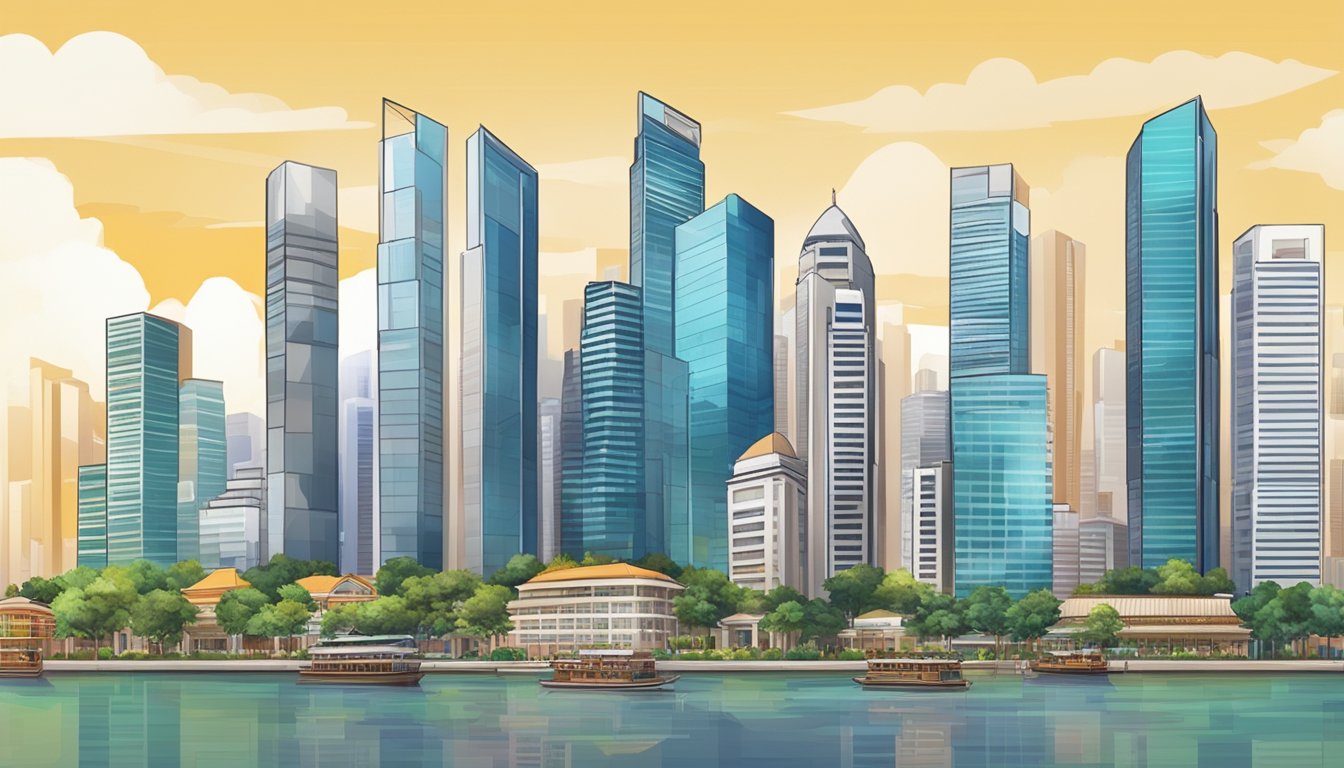 A bustling Singapore cityscape with modern skyscrapers and vibrant neighborhoods, showcasing the diverse real estate investment opportunities available in the urban environment