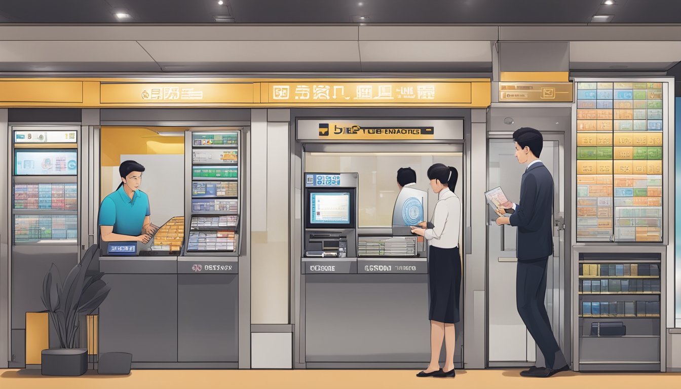A money changer at JCube, Singapore follows best practices, with organized currency displays and secure transaction procedures