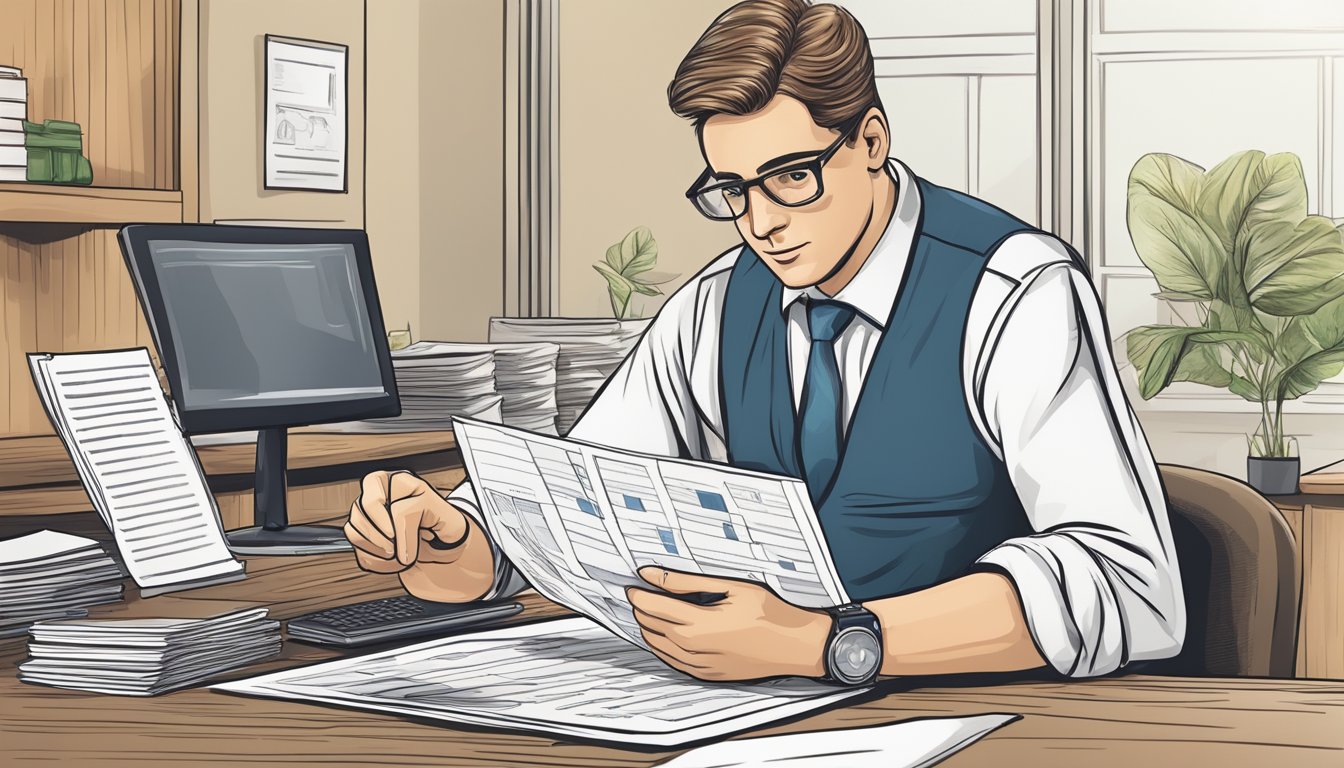 A business owner confidently presents a detailed business plan to a banker, showcasing their strong financial projections and market research to secure a loan without collateral