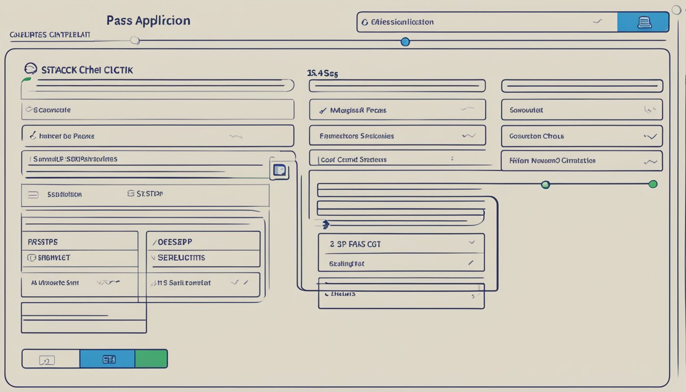 A computer screen displaying the S Pass application status check page with eligibility criteria listed