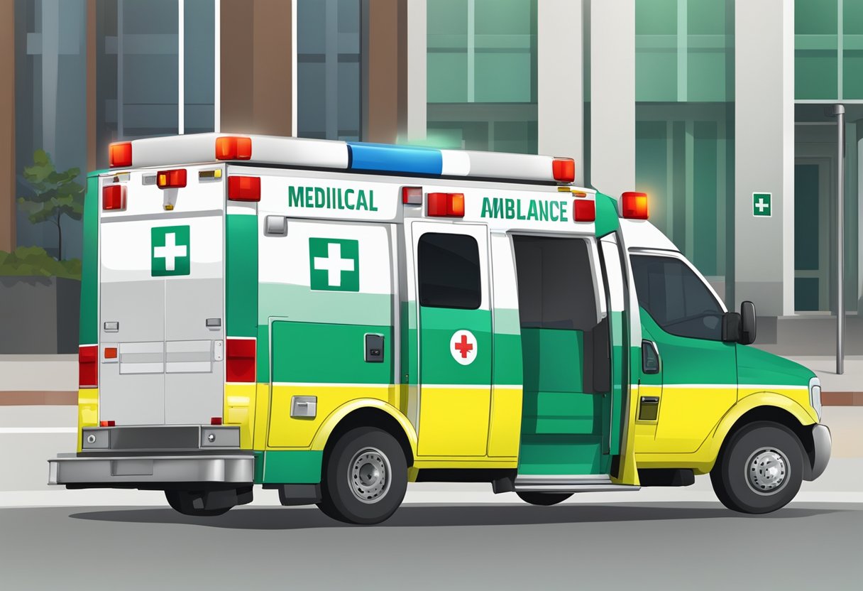 A basic medical ambulance responding to an emergency call