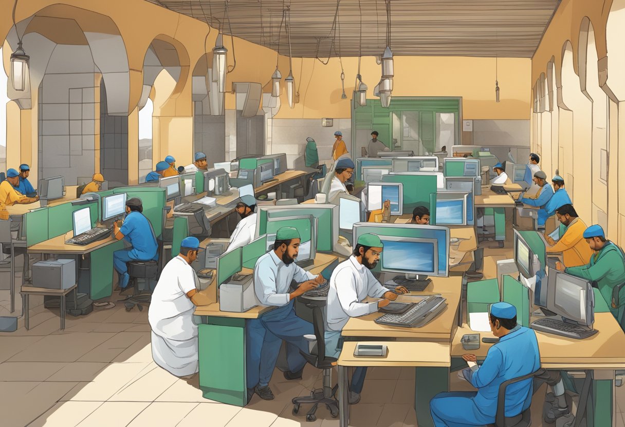 A bustling TIC sector in Morocco, with workers engaged in technology and communication activities