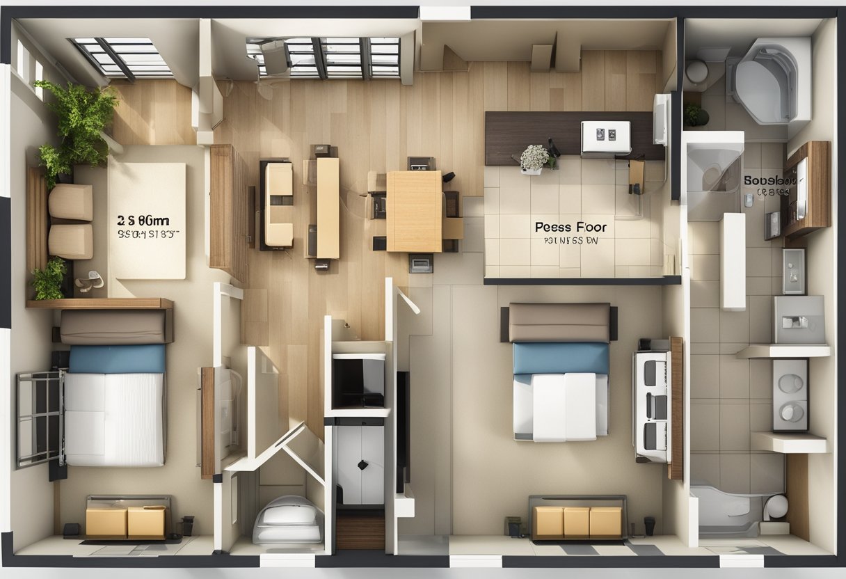 A small 2-bedroom house floor plan with FAQ section, clear labels, and simple design
