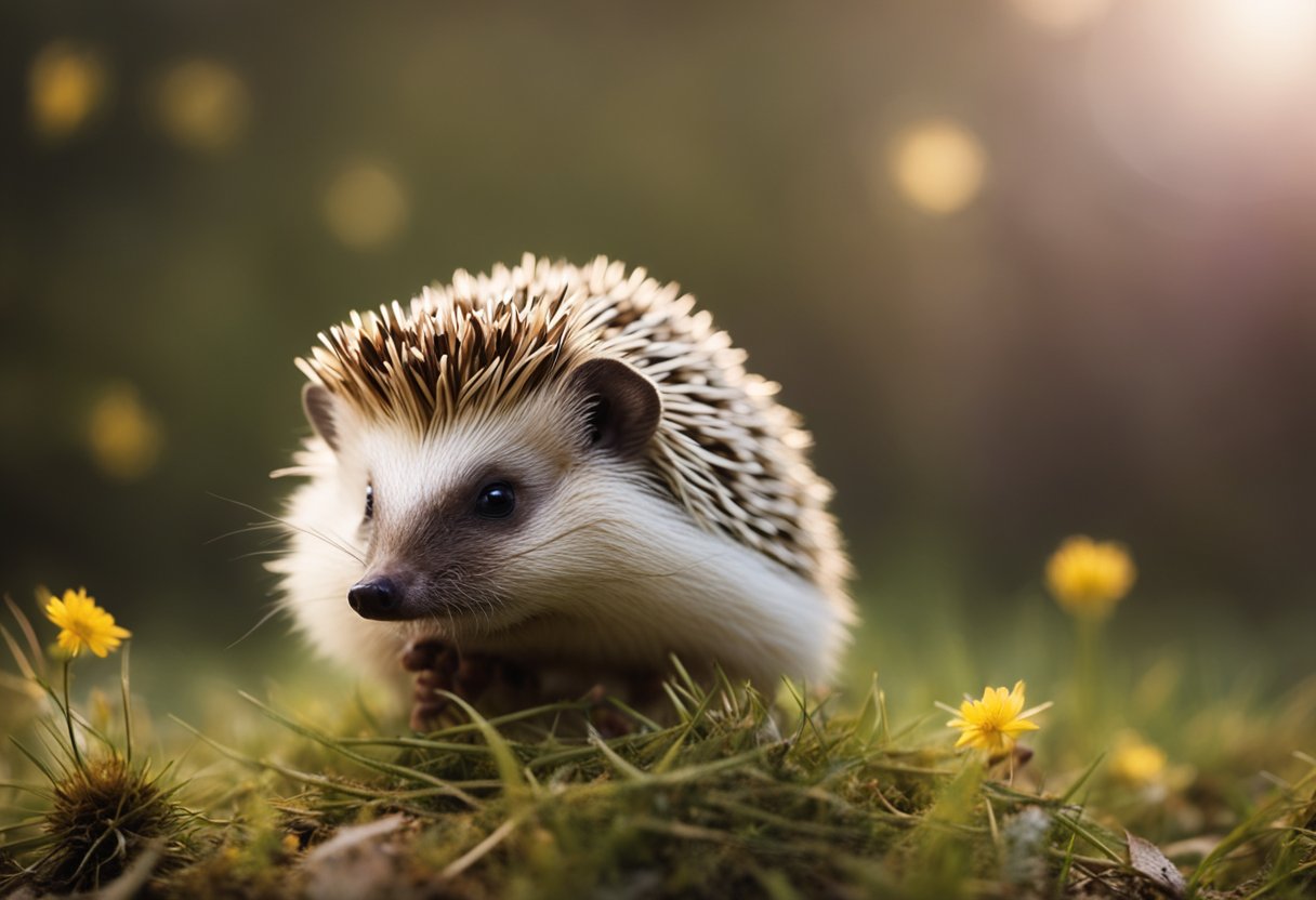 A hedgehog carefully grooms its quills, using its tiny paws to smooth and align each one