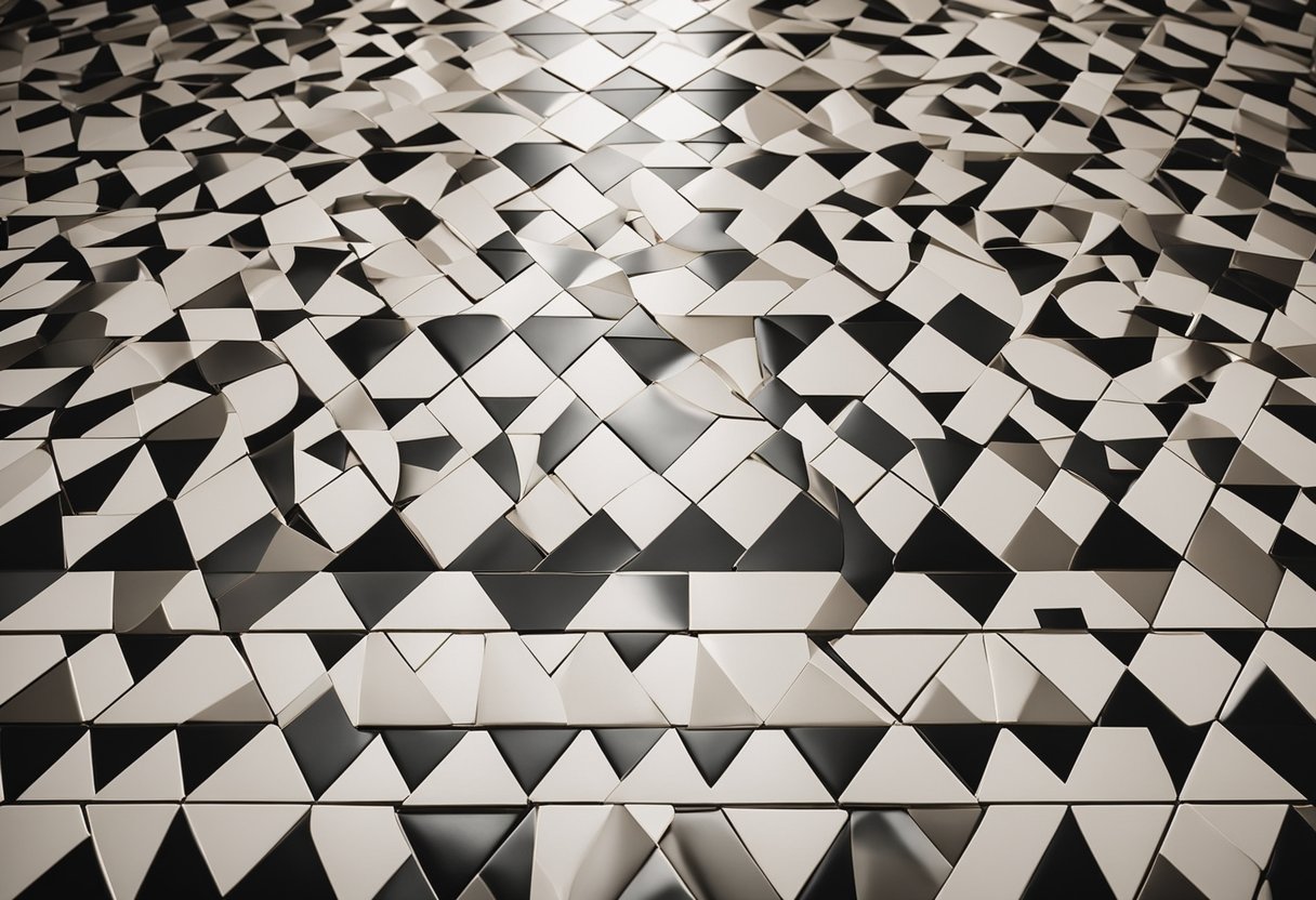 A living room with elegant tiles arranged in a stylish pattern, adding sophistication to the overall aesthetic