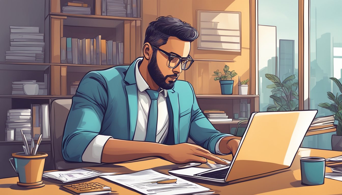 A person diligently manages finances, strategizing loan repayment for a start-up business