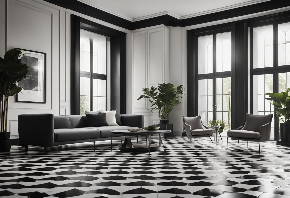 Living Room Tile Design Timeless Black and White Ideas