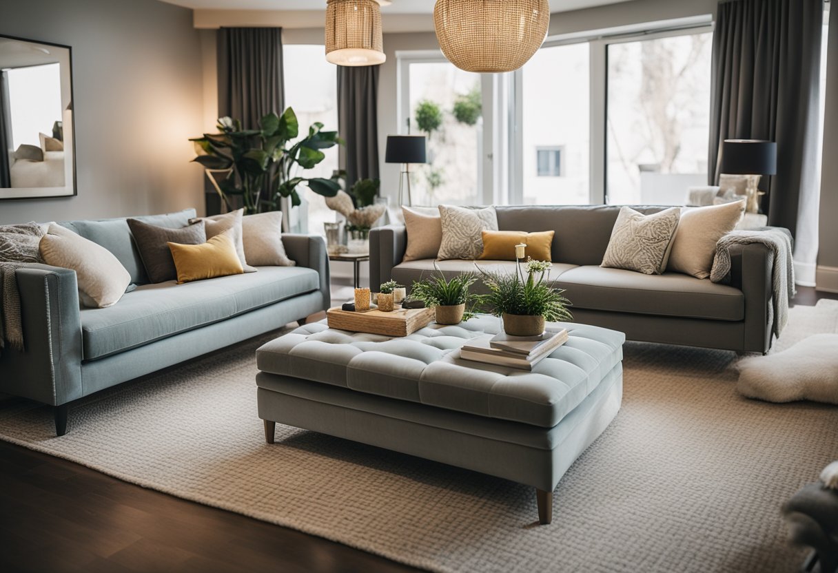 A cozy living room with a variety of settee designs arranged in a spacious and well-lit area, showcasing comfort and style for practical consideration