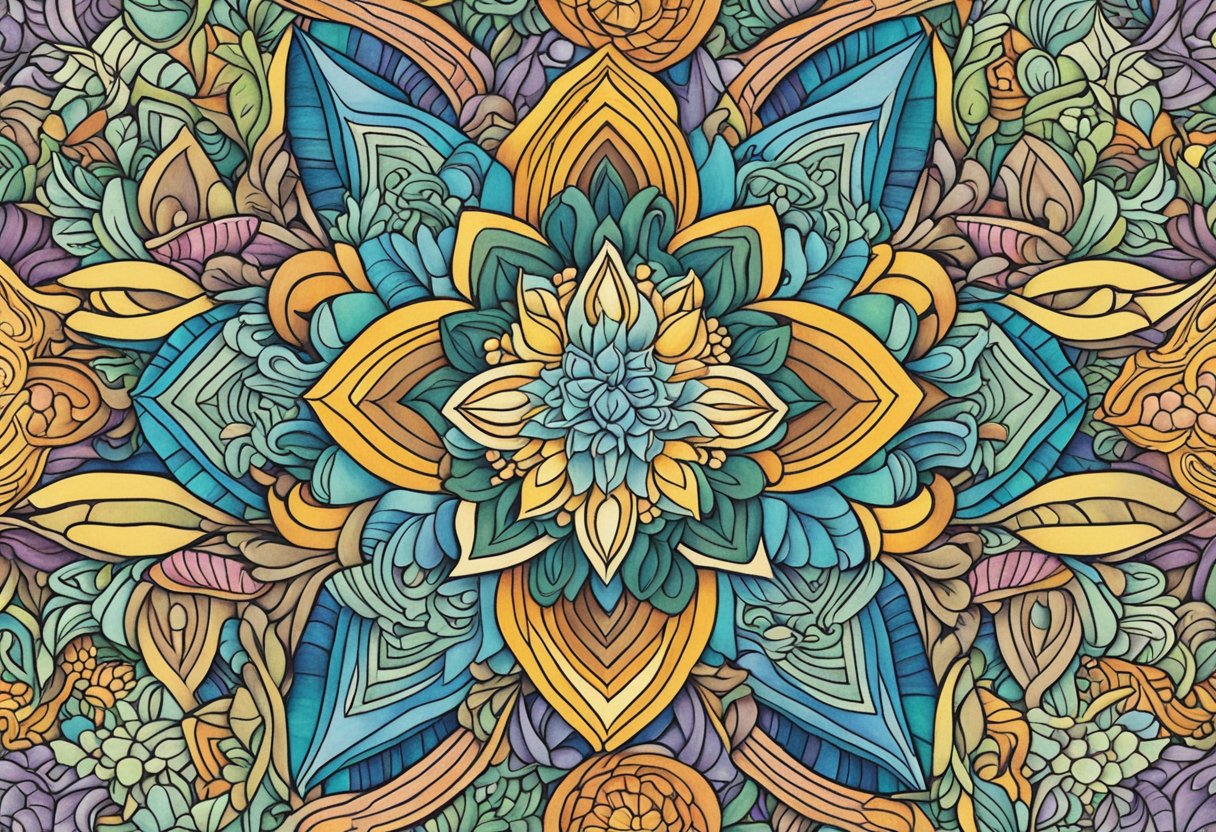 A colorful array of intricate designs and patterns fill the page, inviting the viewer to engage in mindful coloring for relaxation and skill development