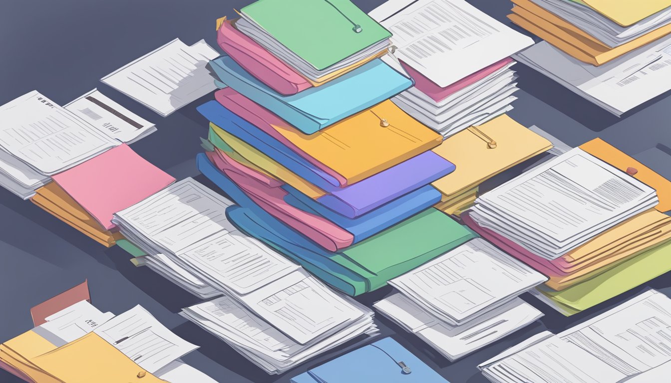 A stack of papers with "Frequently Asked Questions" on top, surrounded by various types of short term business loan documents