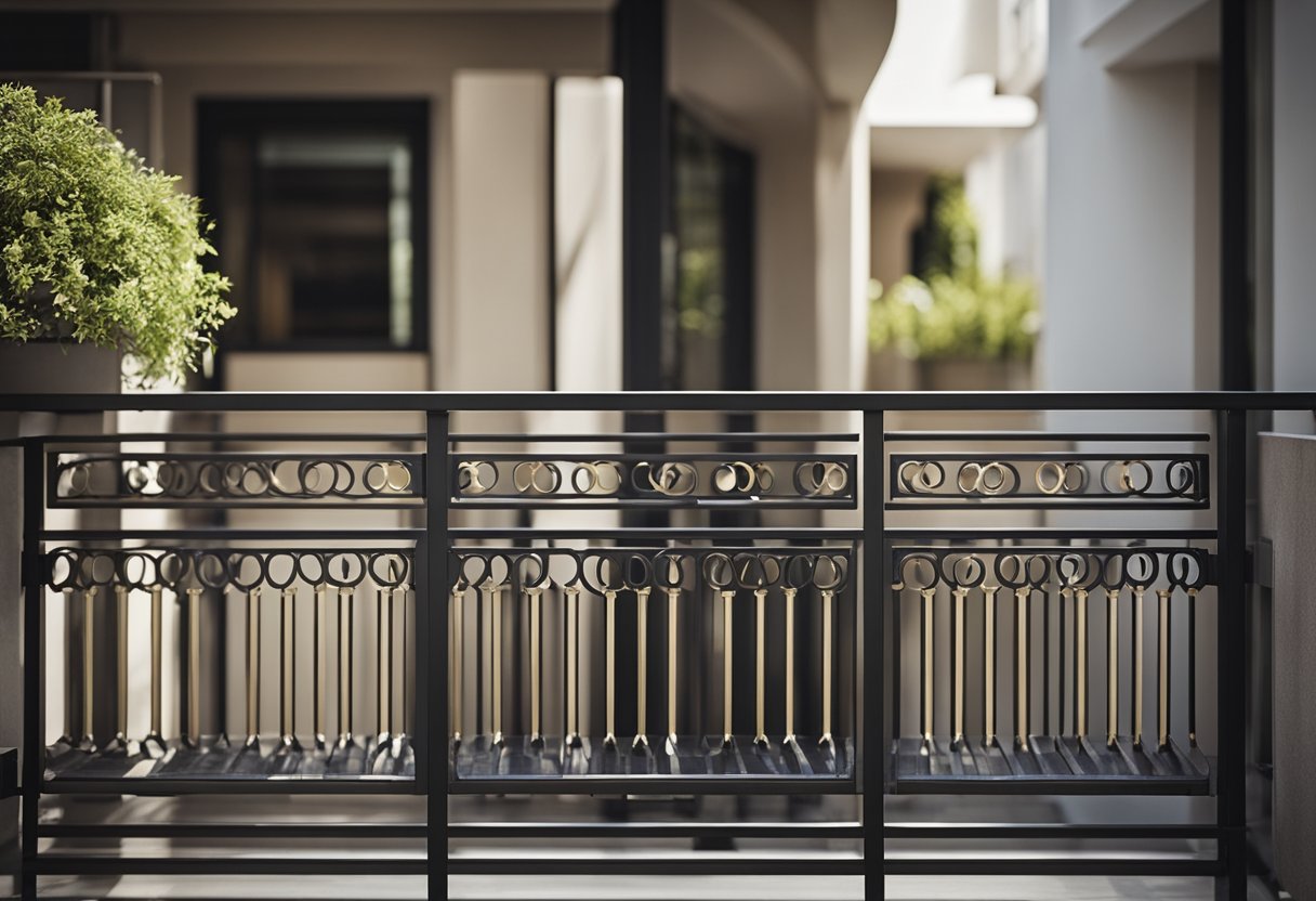A modern, sleek railing design for a balcony, combining functionality with aesthetic appeal