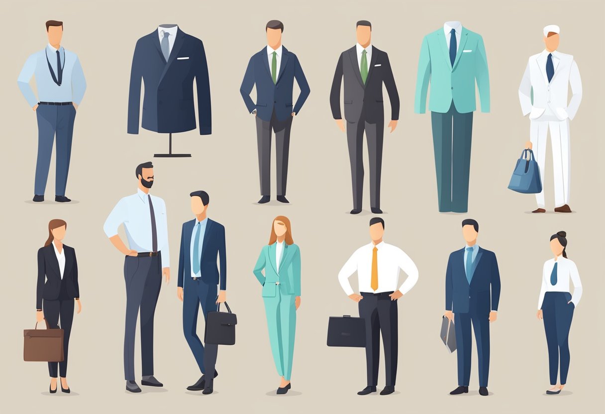 A neatly arranged selection of professional attire options for job interviews, including remote and contract positions