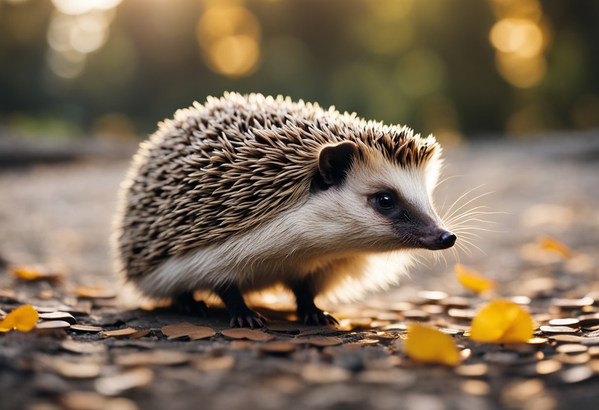 A curious hedgehog, surrounded by question marks, shooting quills in all directions