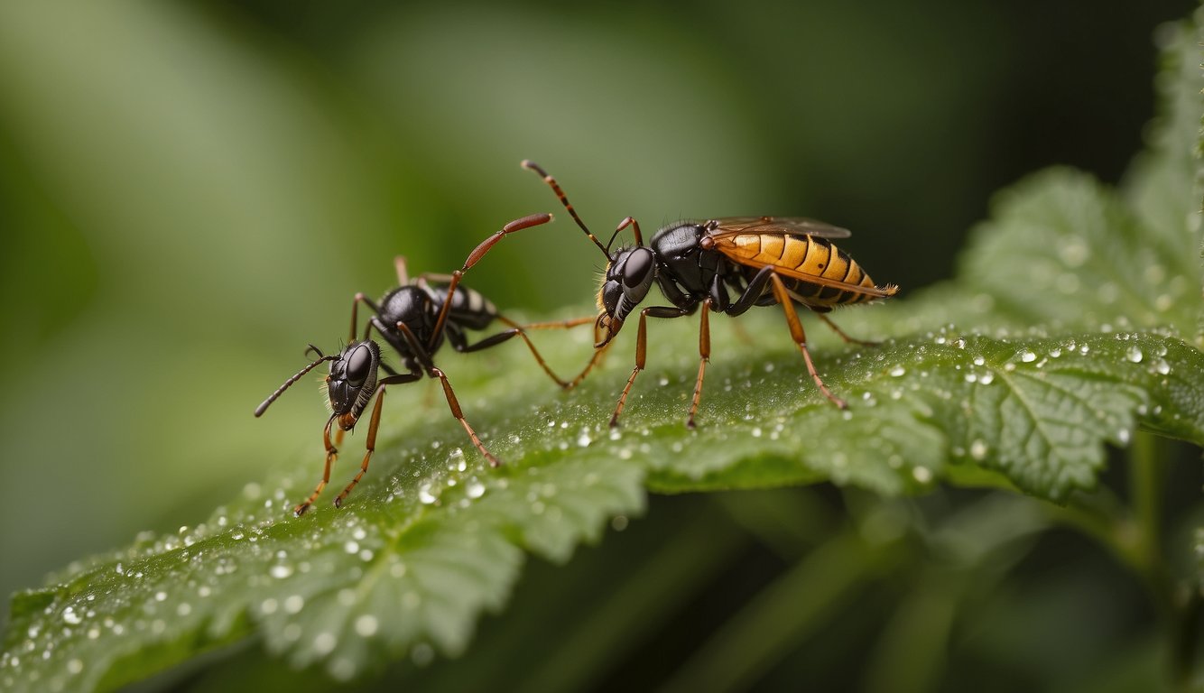 Various pests, such as ants and mosquitoes, are repelled by natural substances like peppermint and citronella. These can be depicted in a garden setting with plants and small insects