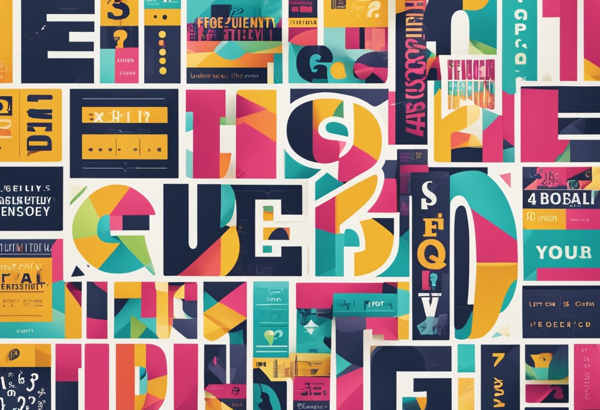 A wall covered in colorful, bold typography with "Frequently Asked Questions" in the center, surrounded by fun and trendy designs